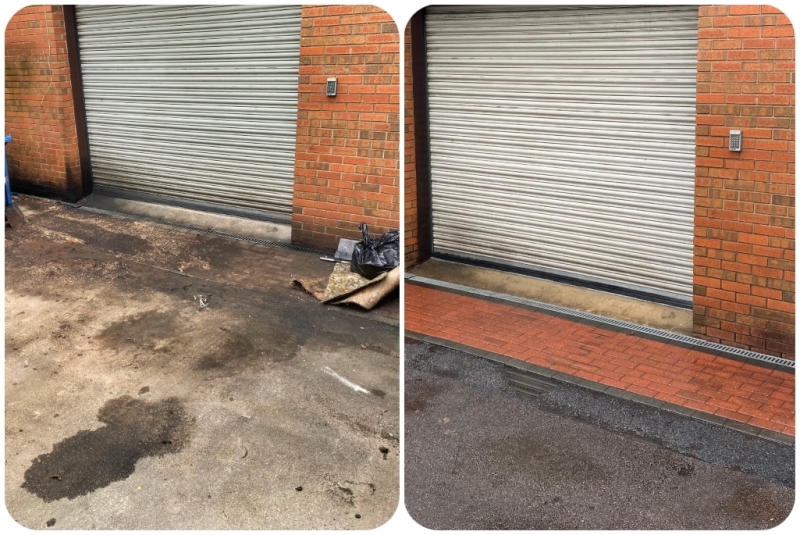 Oil Spill on garage before and after - Brooklands