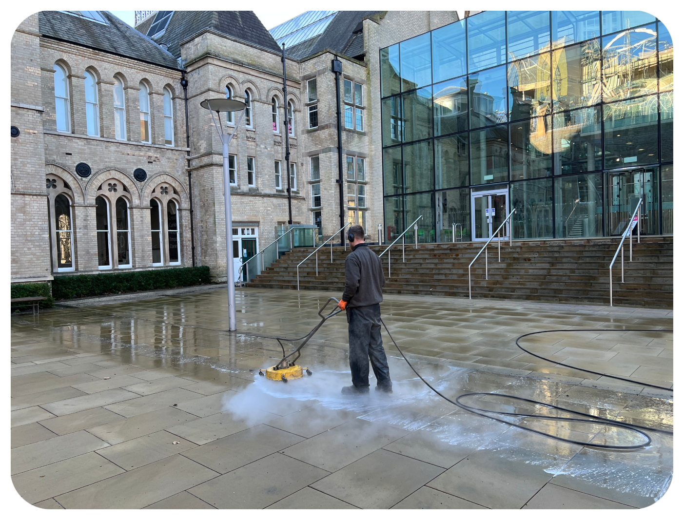 Paving Cleaning to remove algae at Nottingham Trent University