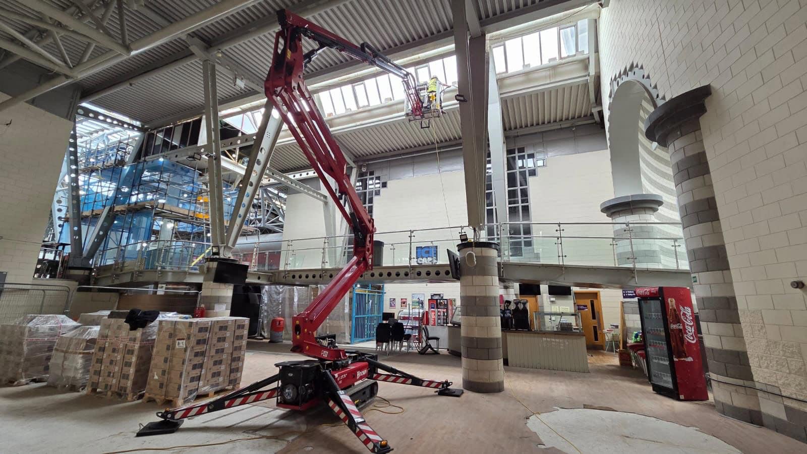 High-Level Cleaning Project at Doncaster Dome Industrial cleaning and painting services at Brooklands Museum, involving on-site spraying and maintenance.
