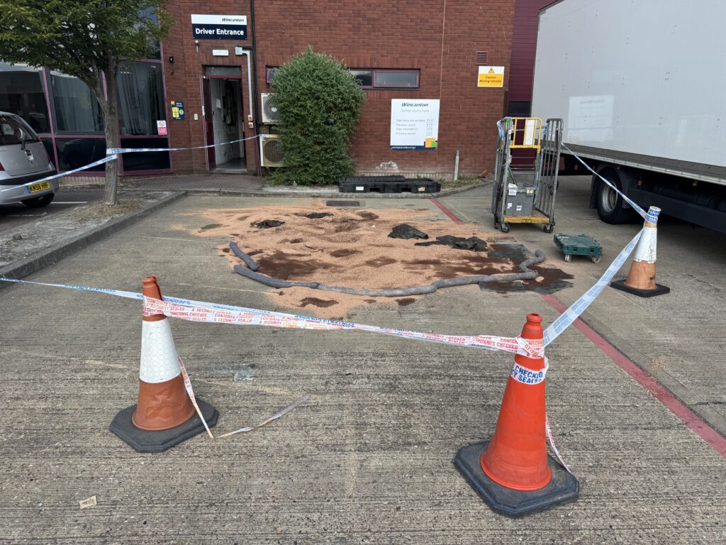 Containing substance spill beforre cleaning the hard surface