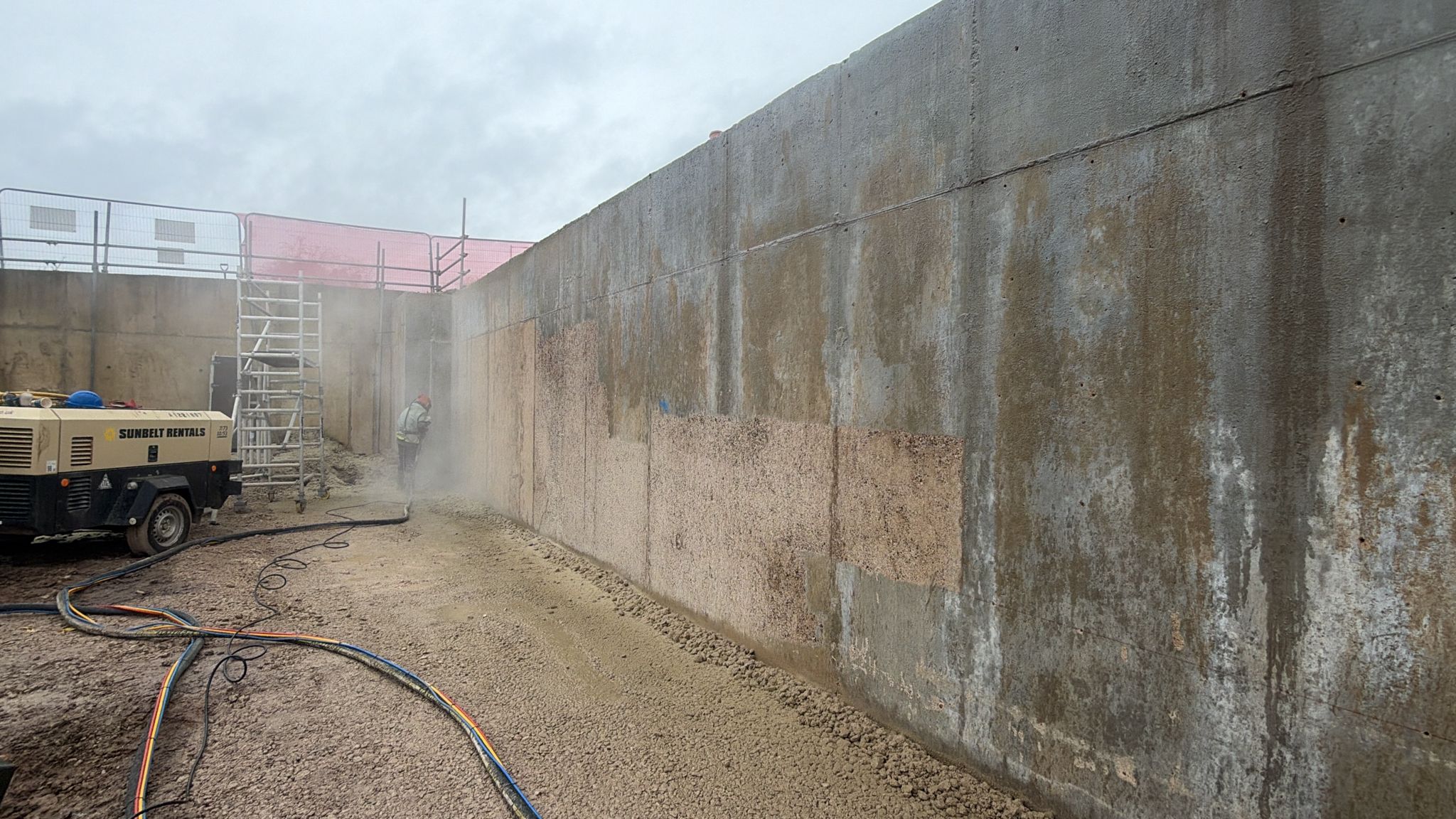 Blast Cleaning of Stone Wall